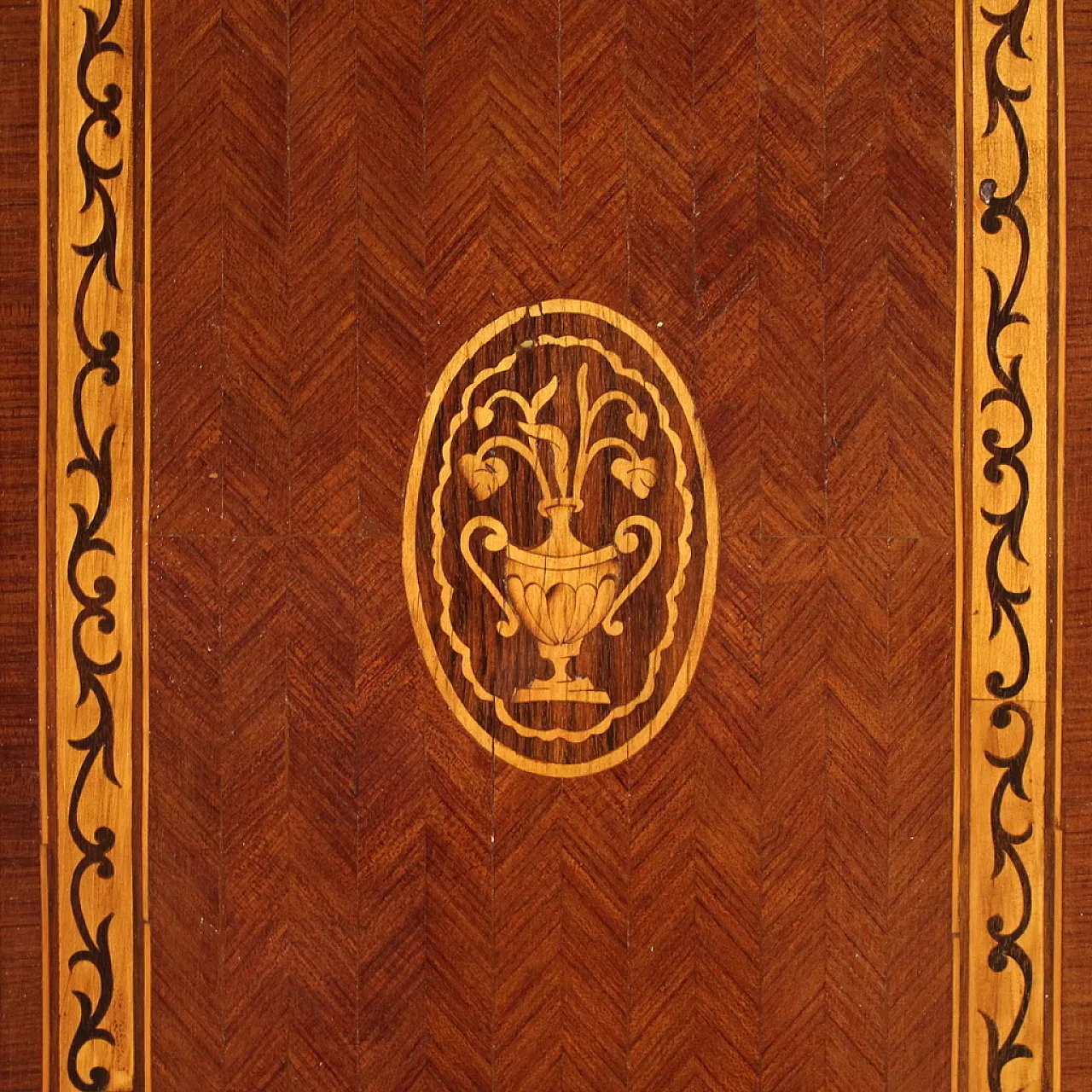 Cassettiera intarsiata in stile Luigi XVI a 4 cassetti, '900 12