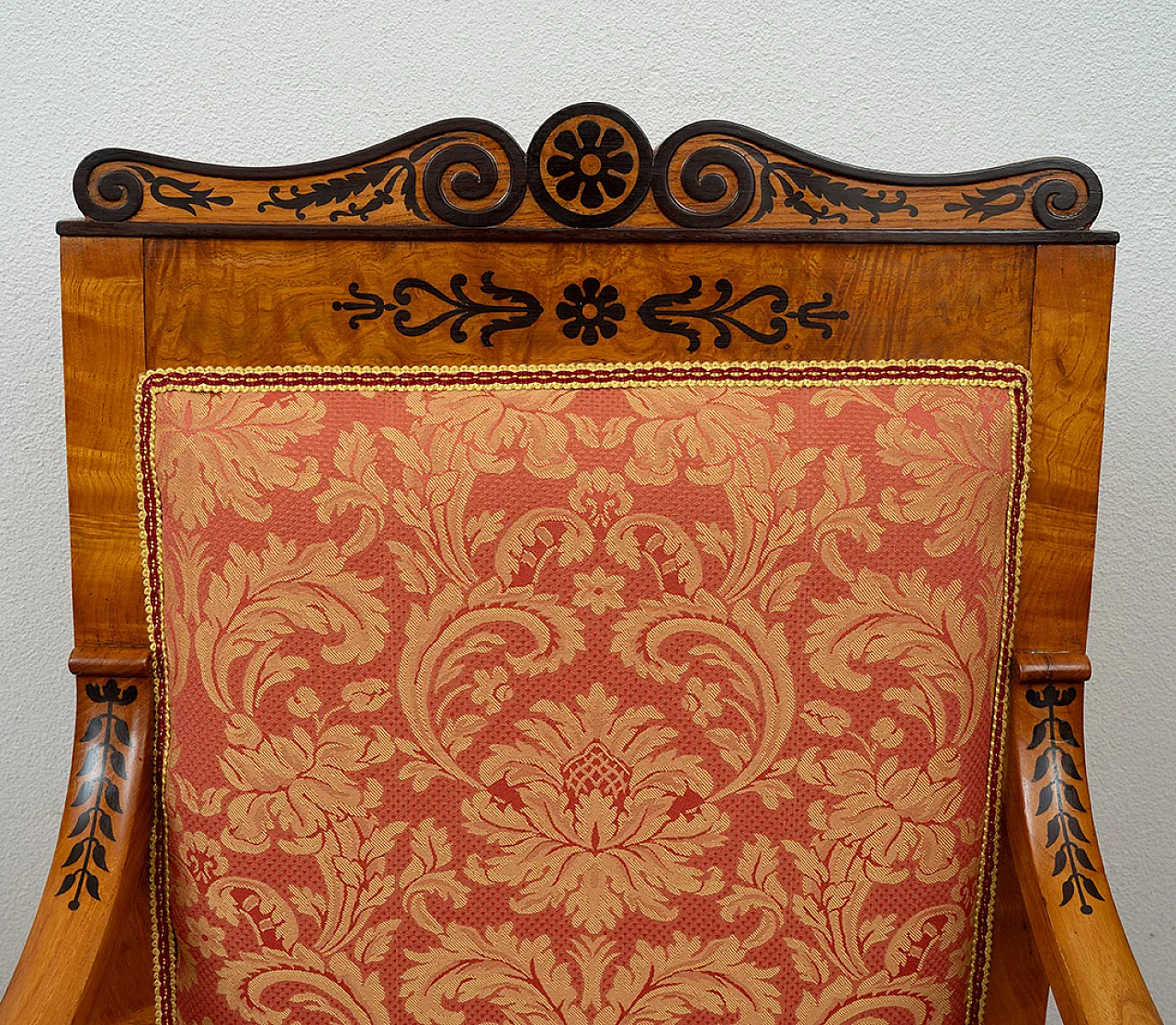 Coppia di poltrone Carlo X in radica di olmo e amaranto, '800 2