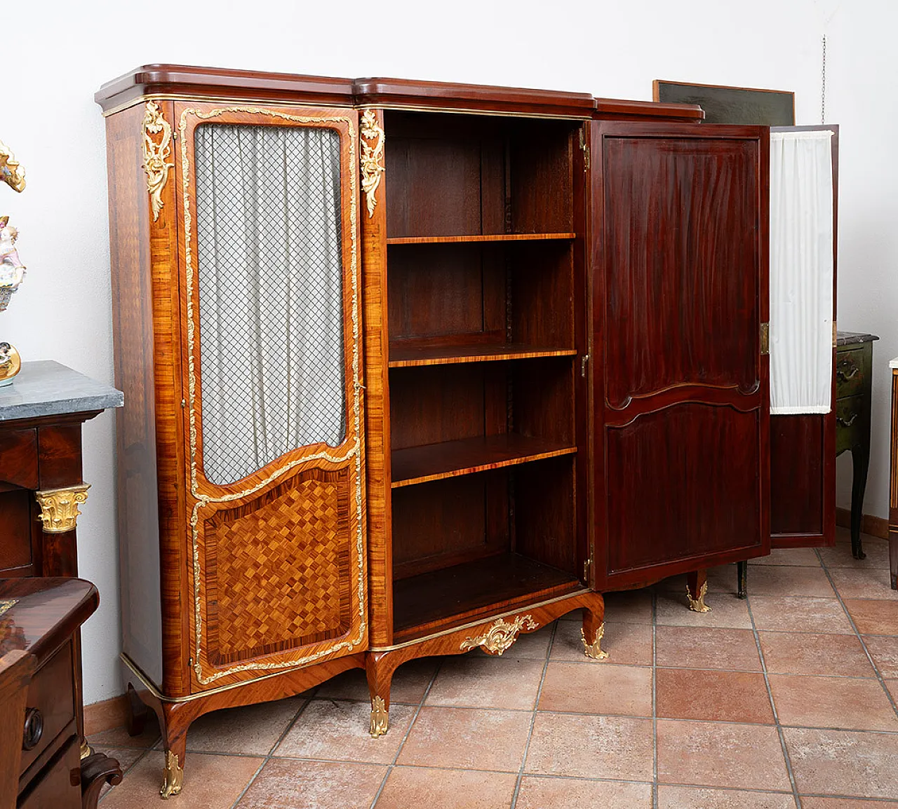 Libreria Napoleone III in legni esotici pregiati, '800 6