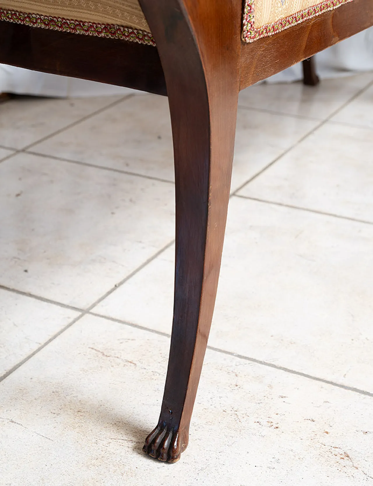 Antique Neapolitan Empire bench in solid mahogany, 19th century 3