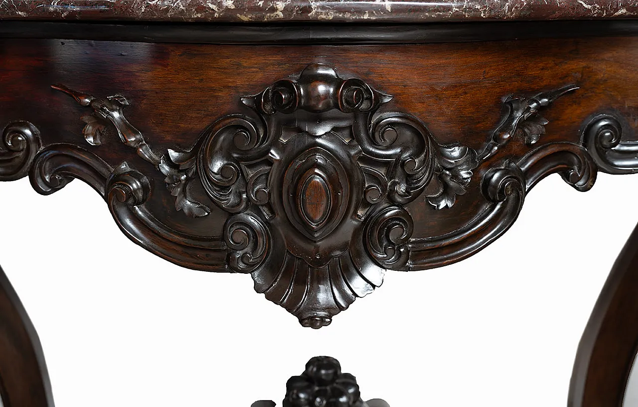 Console Luigi Filippo Neapolitan in precious exotic wood, 19th century 3
