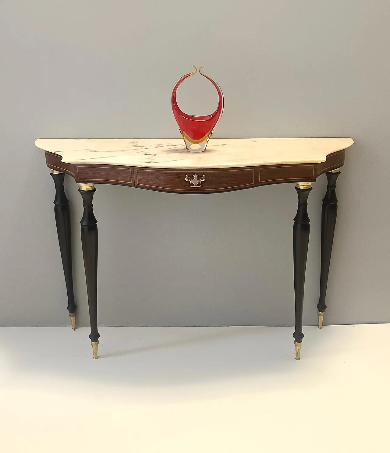 Canaletto Walnut and Beech Console with a Marble Top attr. to Paolo Buffa, Italy 3