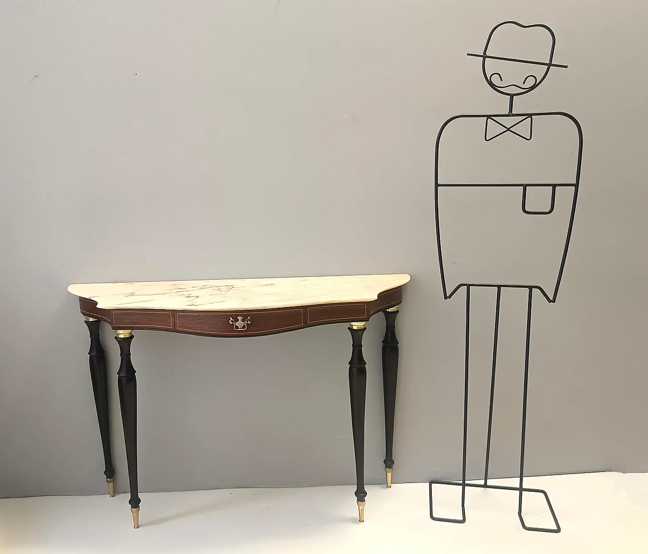 Canaletto Walnut and Beech Console with a Marble Top attr. to Paolo Buffa, Italy 4