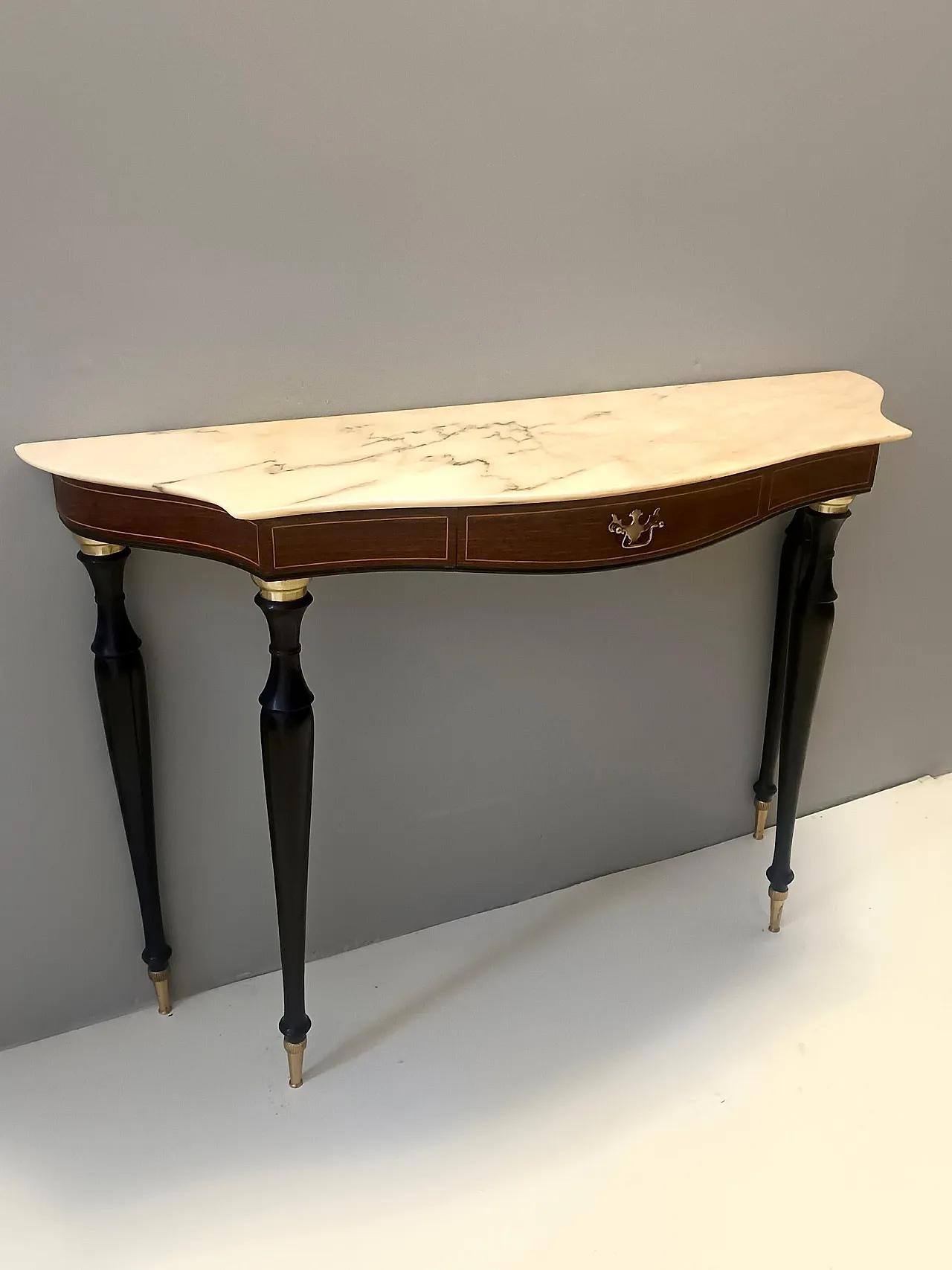 Canaletto Walnut and Beech Console with a Marble Top attr. to Paolo Buffa, Italy 5