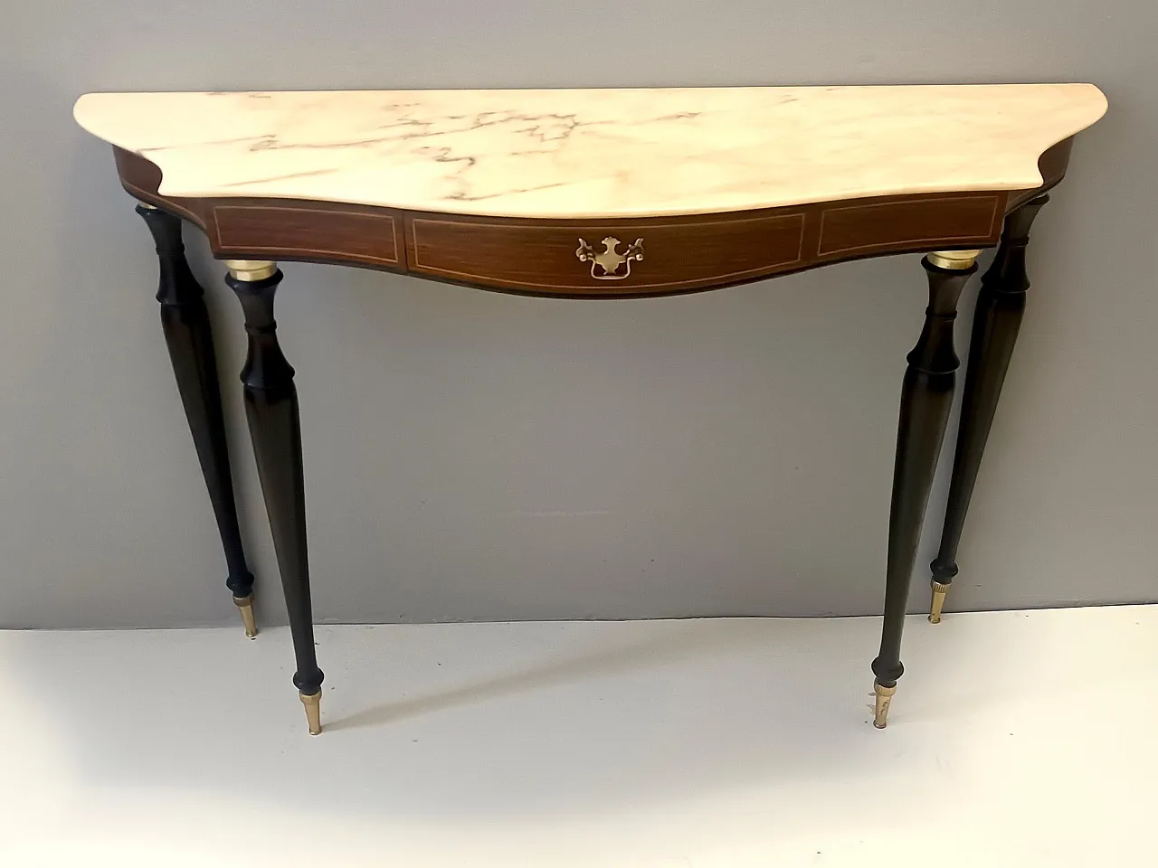 Canaletto Walnut and Beech Console with a Marble Top attr. to Paolo Buffa, Italy 8