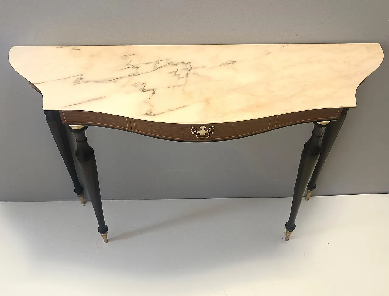 Canaletto Walnut and Beech Console with a Marble Top attr. to Paolo Buffa, Italy 9