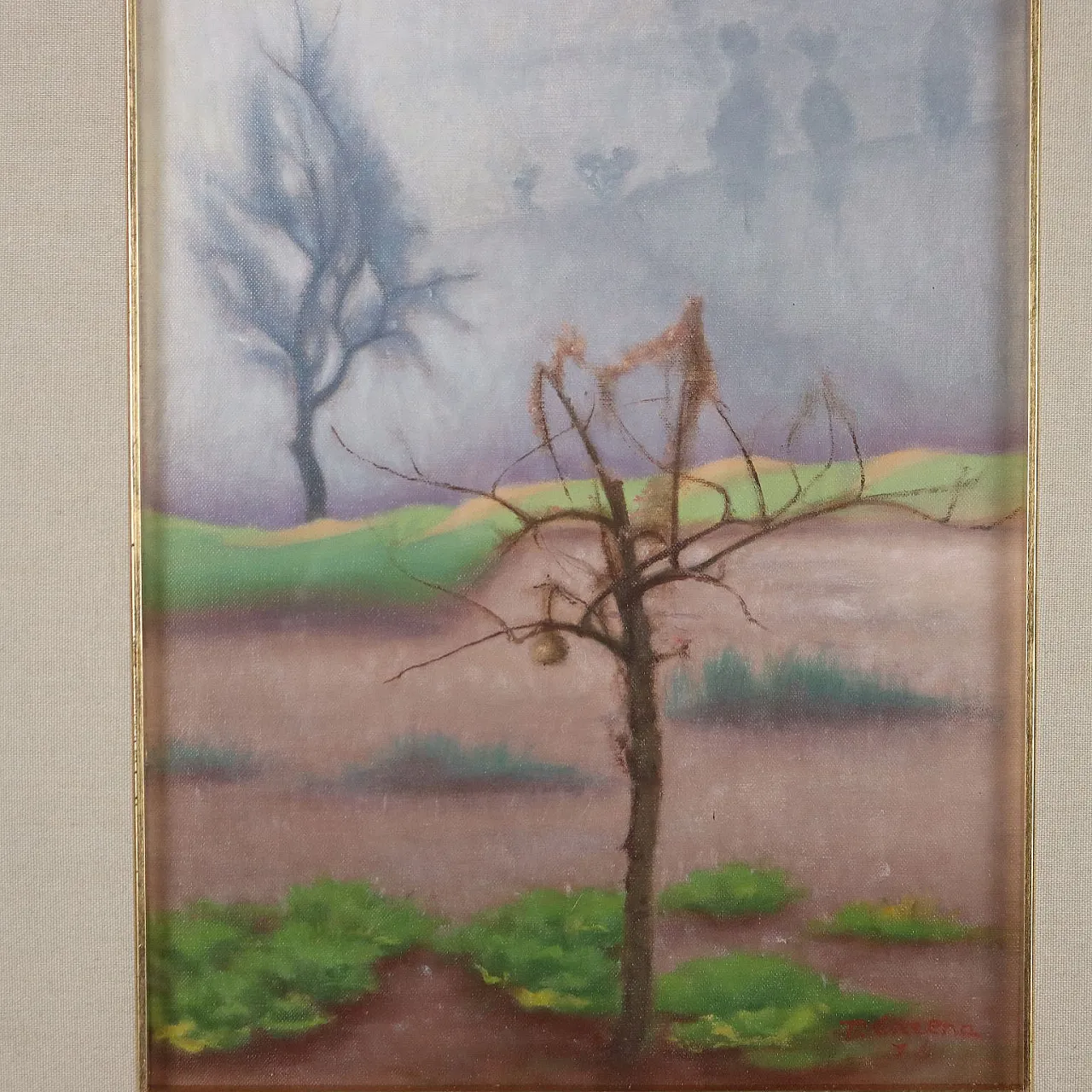Primo Carena, Alberi nella nebbia, oil on canvas, 1978 3