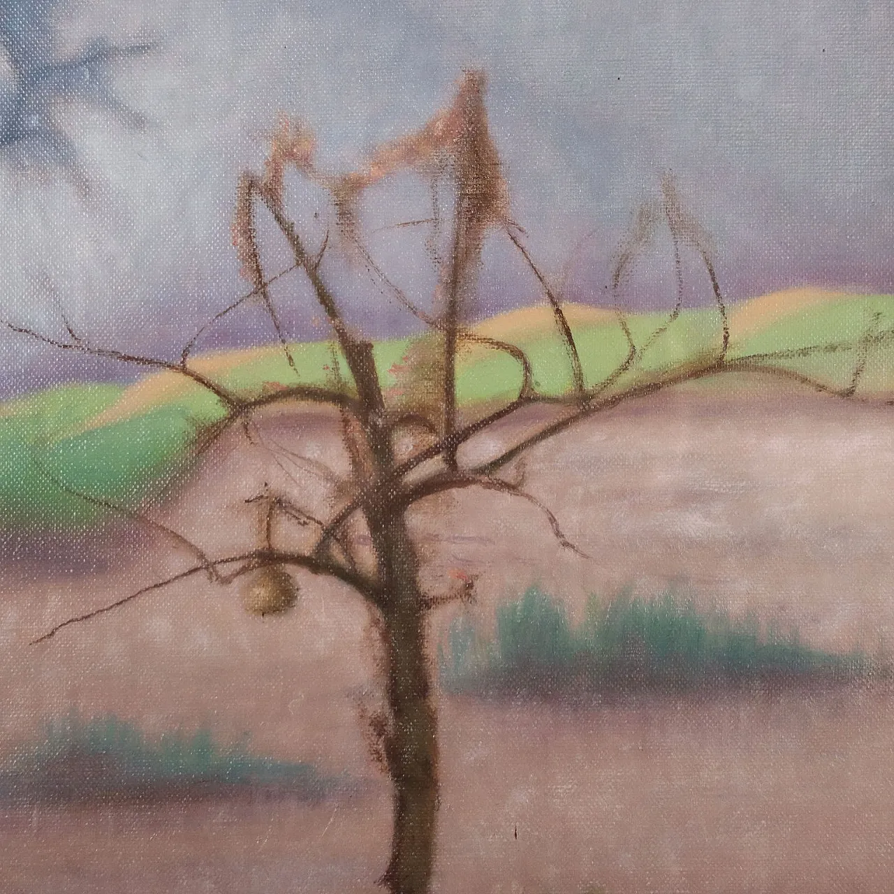 Primo Carena, Alberi nella nebbia, oil on canvas, 1978 5