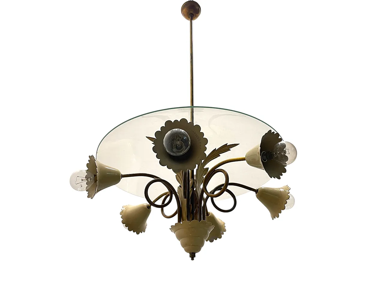 Vintage Tole Light Pendant, 1950s 1