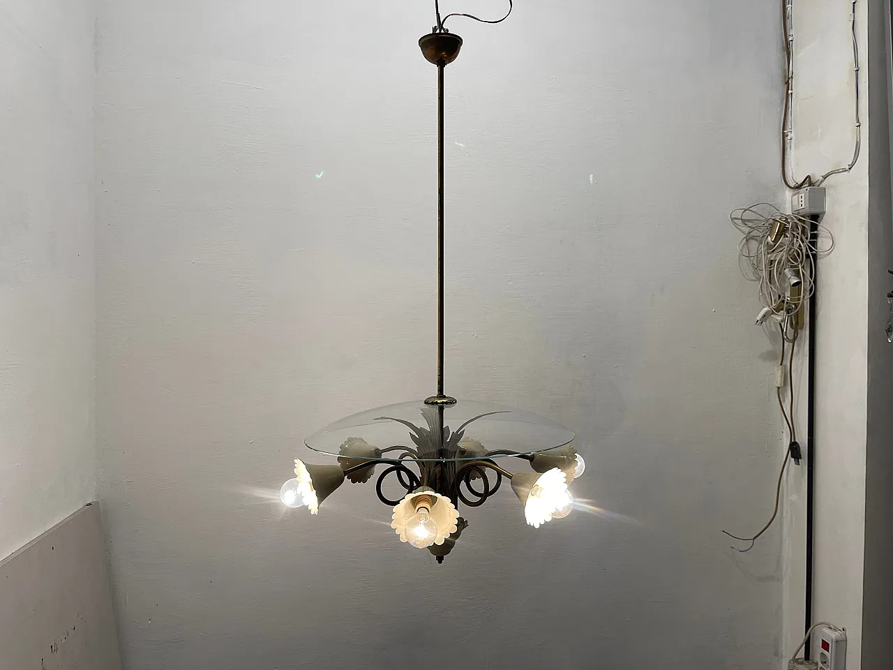 Vintage Tole Light Pendant, 1950s 2