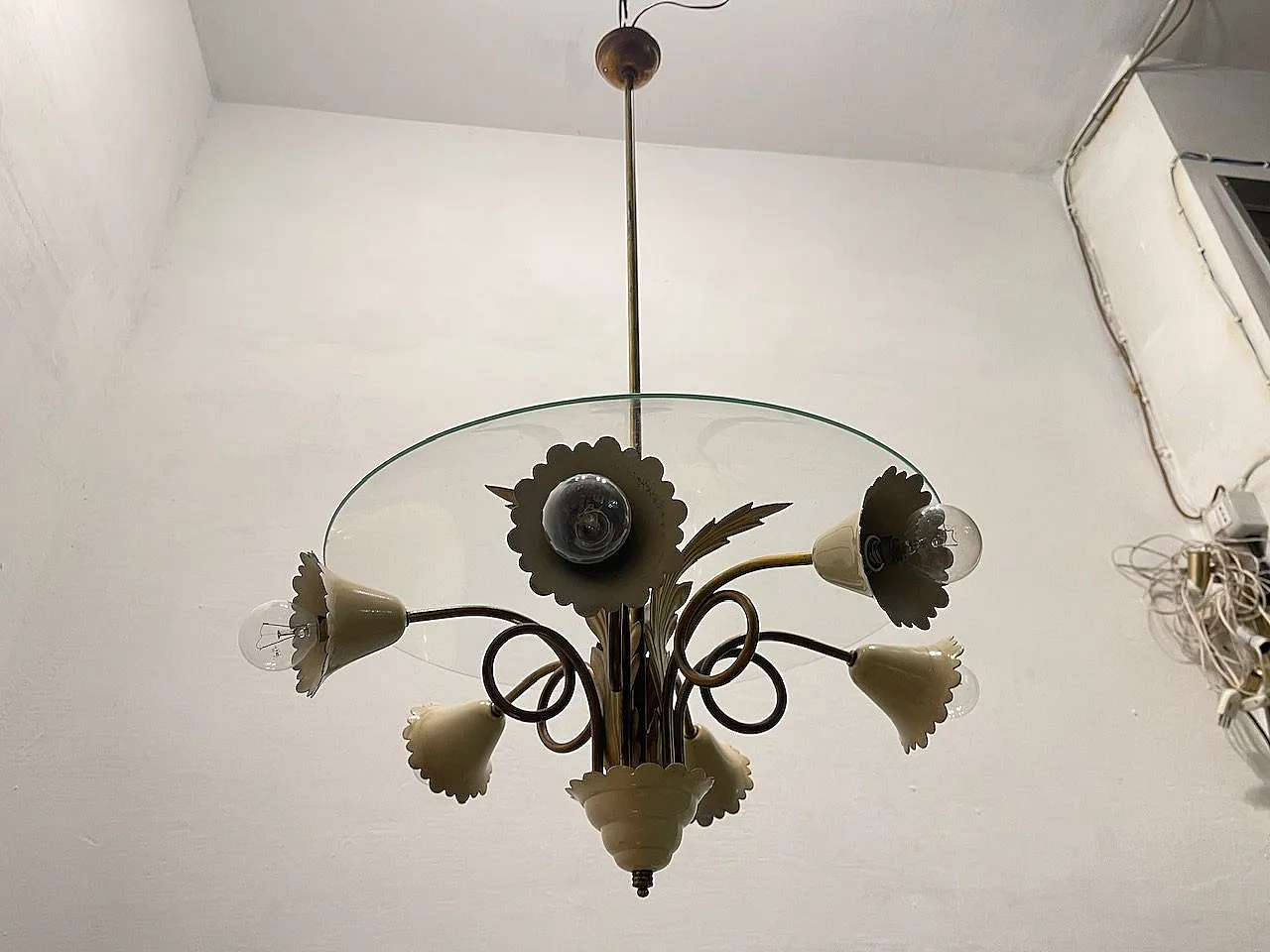 Vintage Tole Light Pendant, 1950s 4