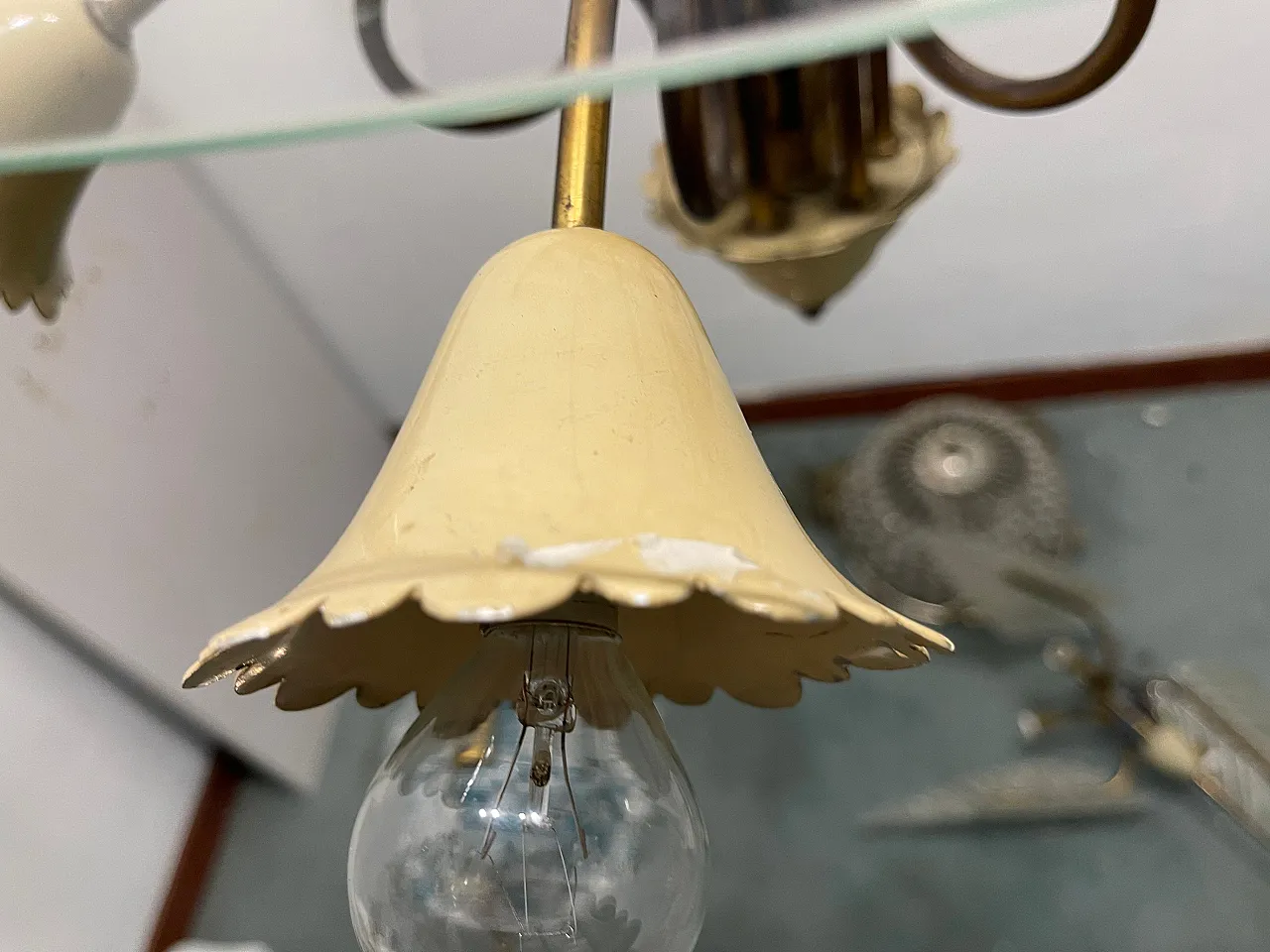 Vintage Tole Light Pendant, 1950s 7