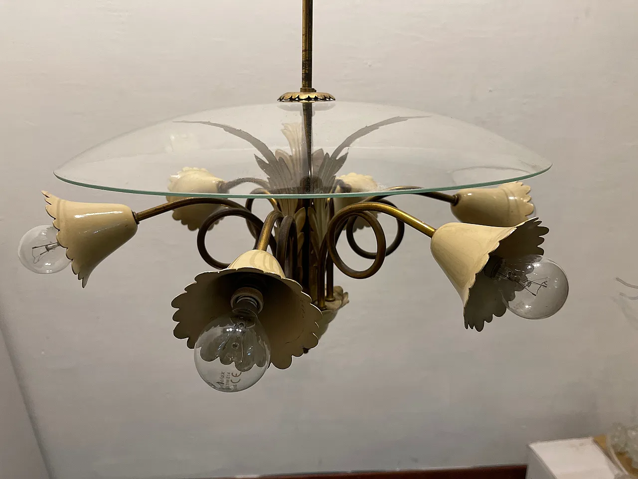 Vintage Tole Light Pendant, 1950s 9
