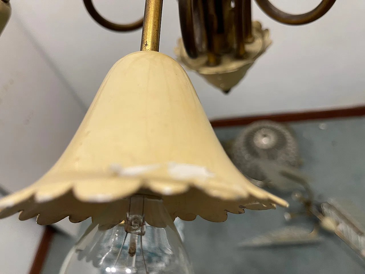 Vintage Tole Light Pendant, 1950s 10