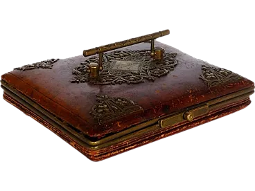 Scatola per gioielli da donna in pelle, inizio '900