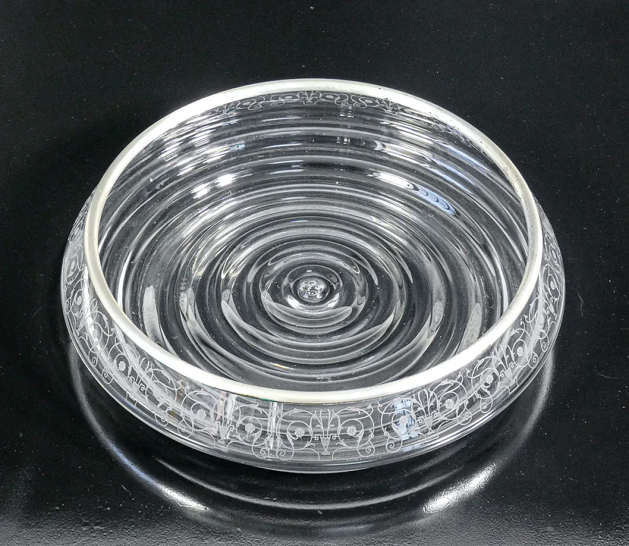 Vaso centrotavola in cristallo e argento, '900 4