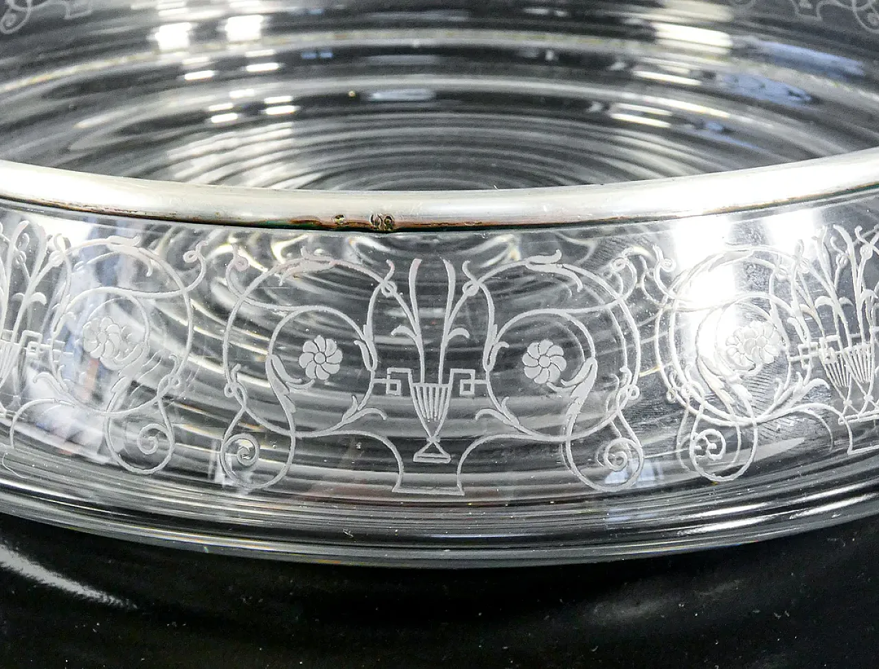 Vaso centrotavola in cristallo e argento, '900 6