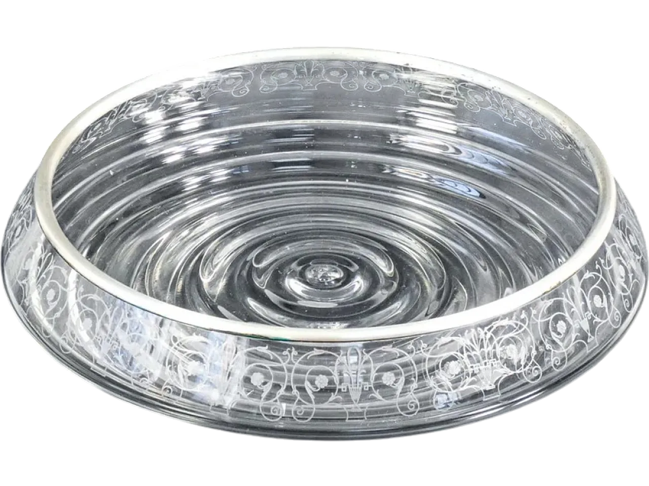 Vaso centrotavola in cristallo e argento, '900 10