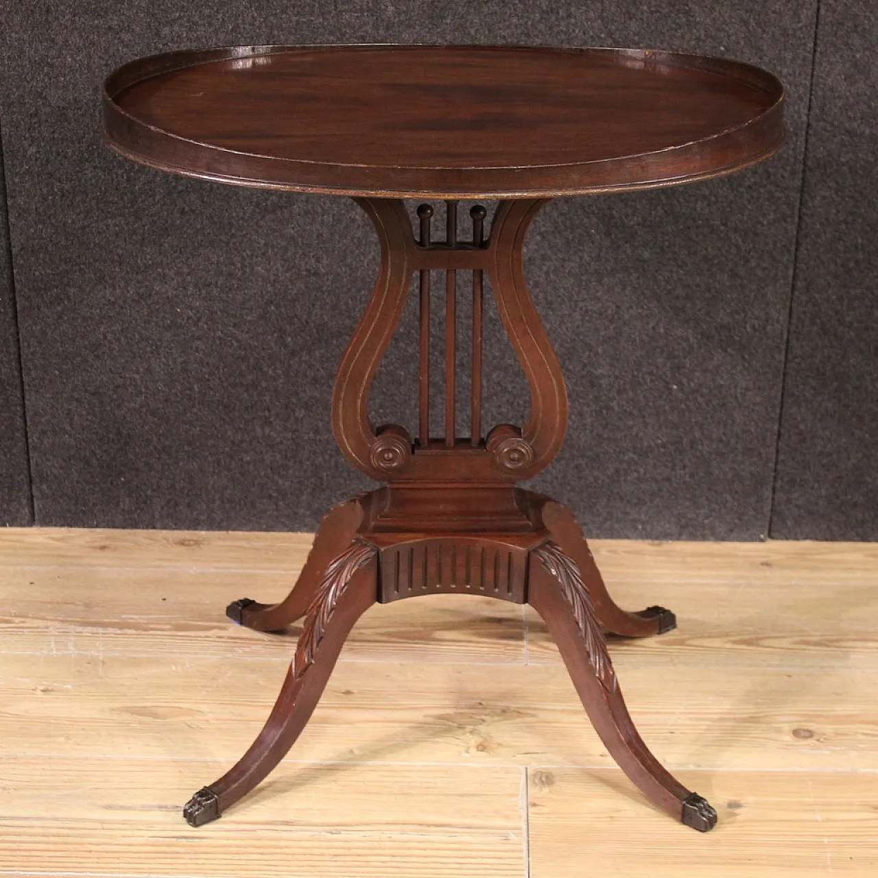 Pair of English tables with lira supports, '900 5