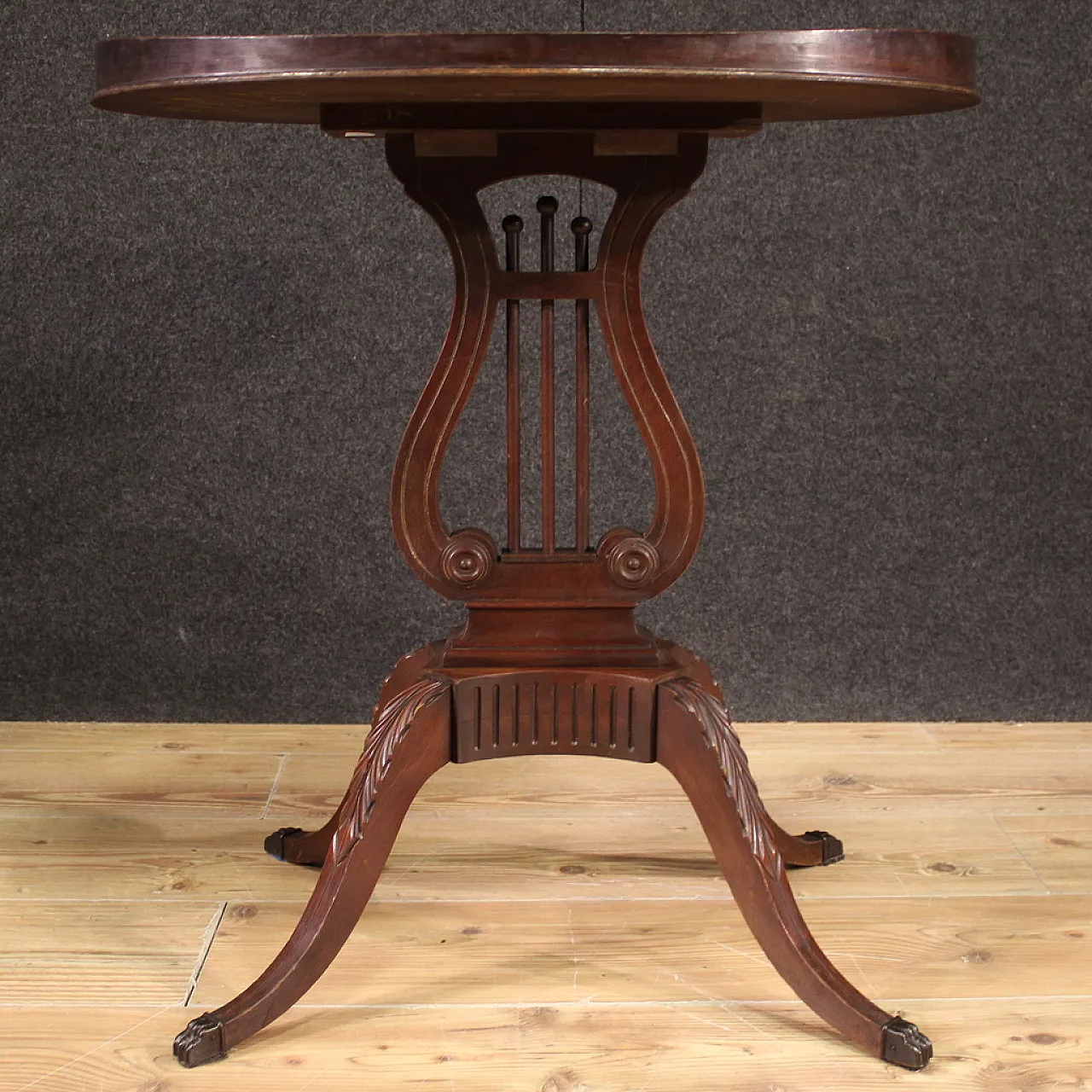 Pair of English tables with lira supports, '900 9