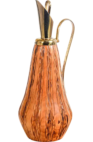 Brocca in legno e ottone di Aldo Tura, anni '50