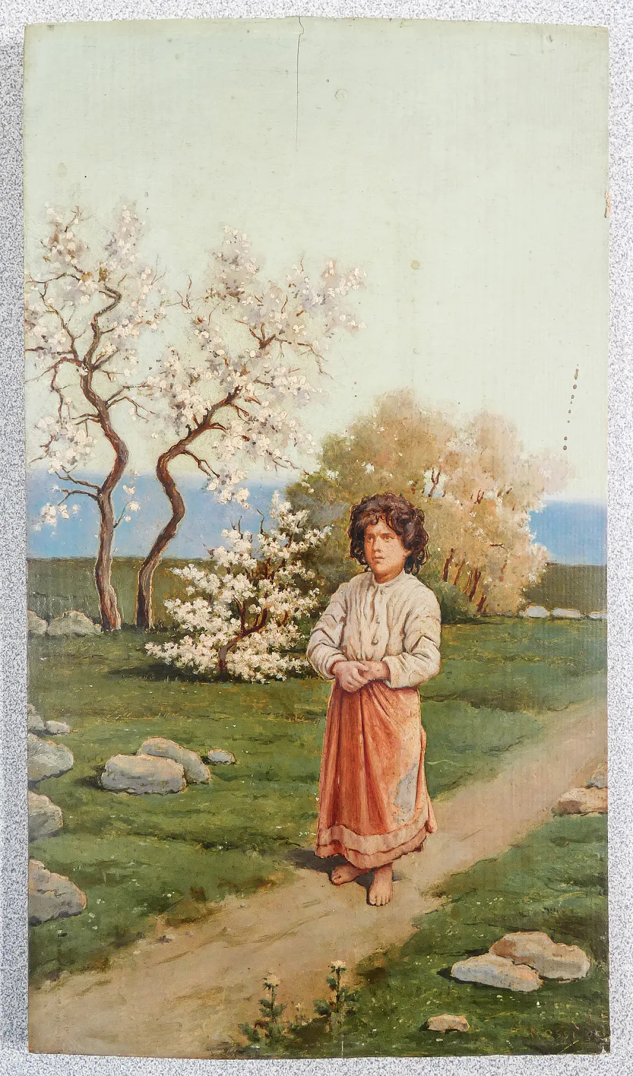 Paesaggio con figura di donna di Pasquale Rossi, olio su tavola, '800 1