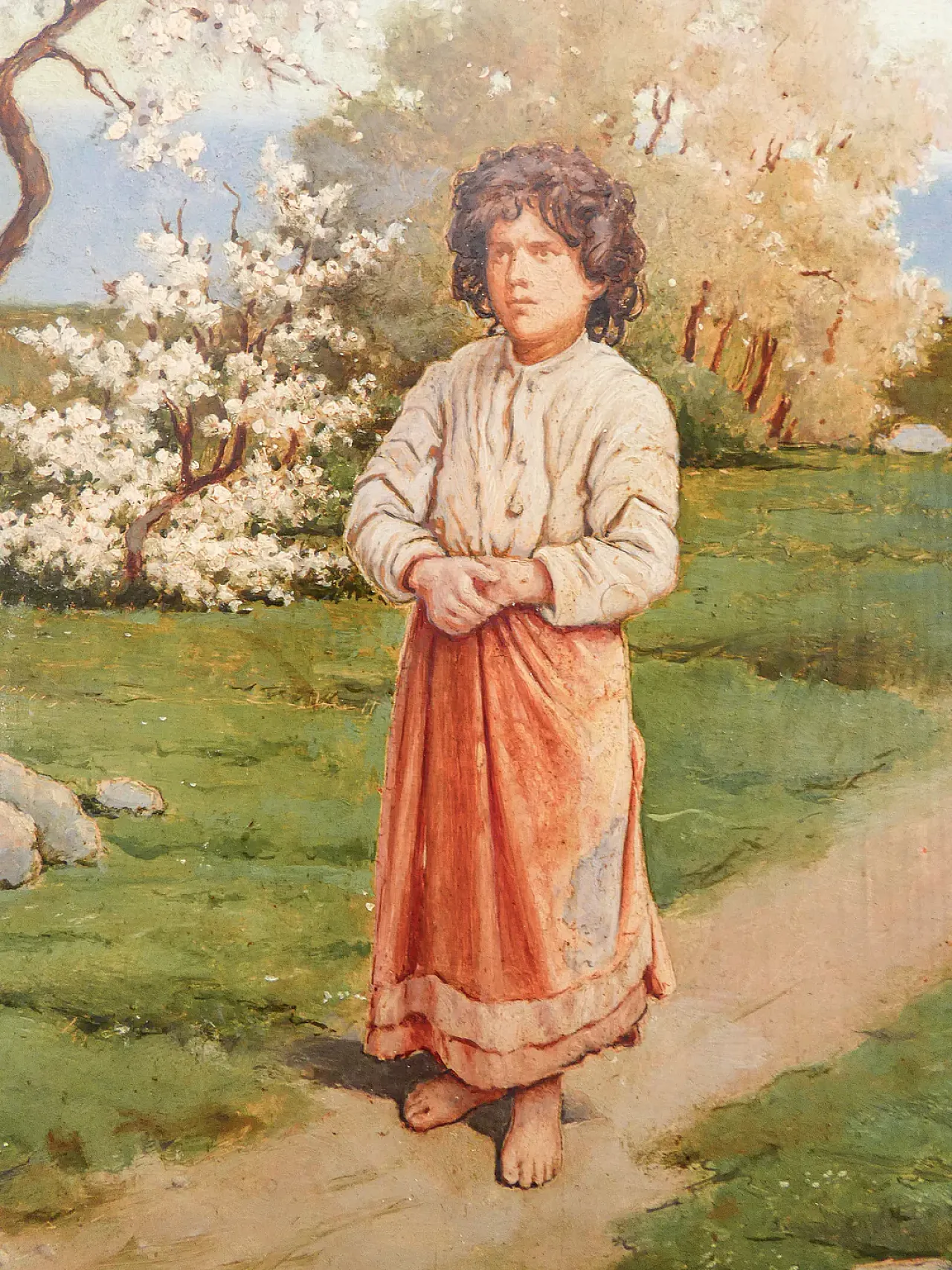 Paesaggio con figura di donna di Pasquale Rossi, olio su tavola, '800 3