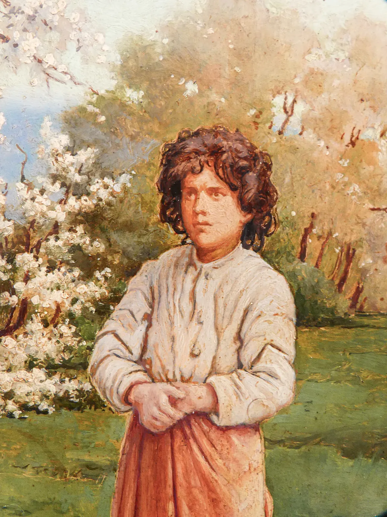 Paesaggio con figura di donna di Pasquale Rossi, olio su tavola, '800 4