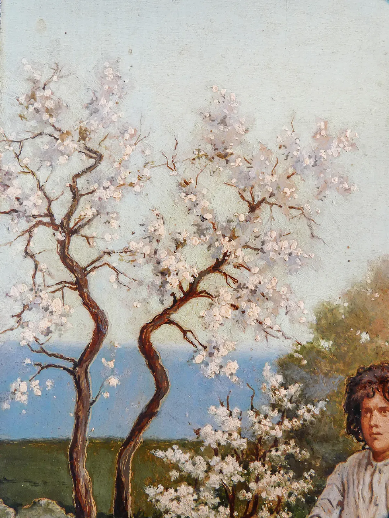 Paesaggio con figura di donna di Pasquale Rossi, olio su tavola, '800 5