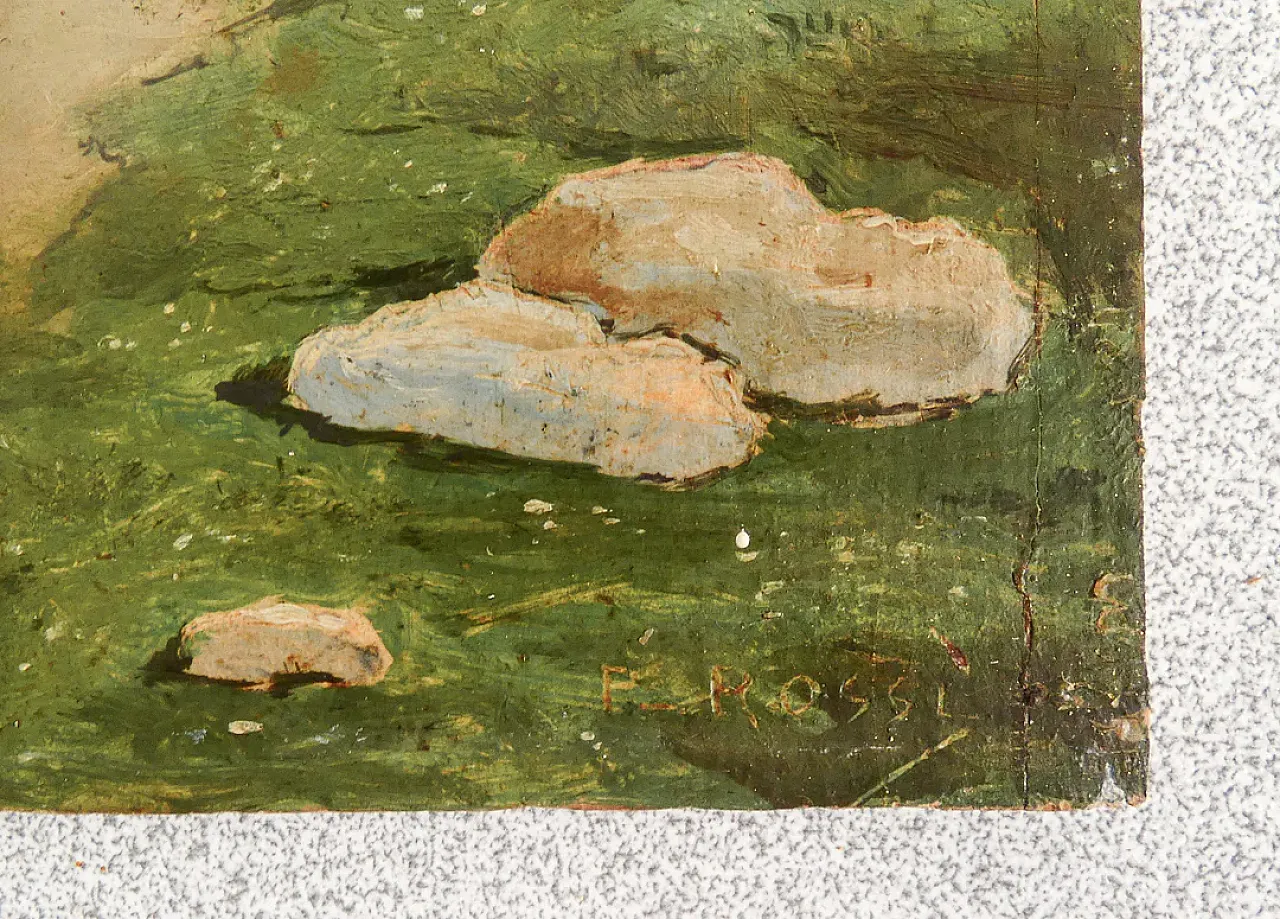 Paesaggio con figura di donna di Pasquale Rossi, olio su tavola, '800 7