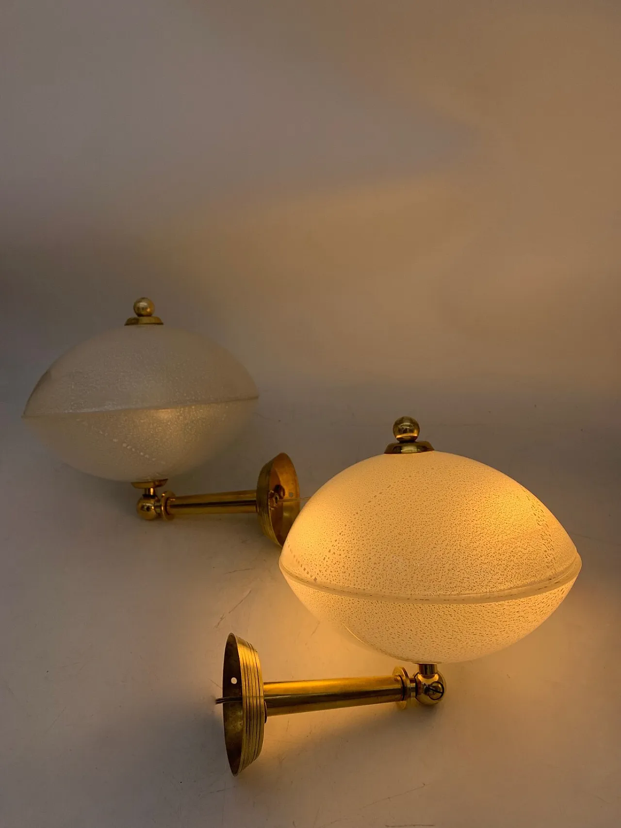 Coppia di applique in vetro soffiato di Murano di Seguso, fine '900 5