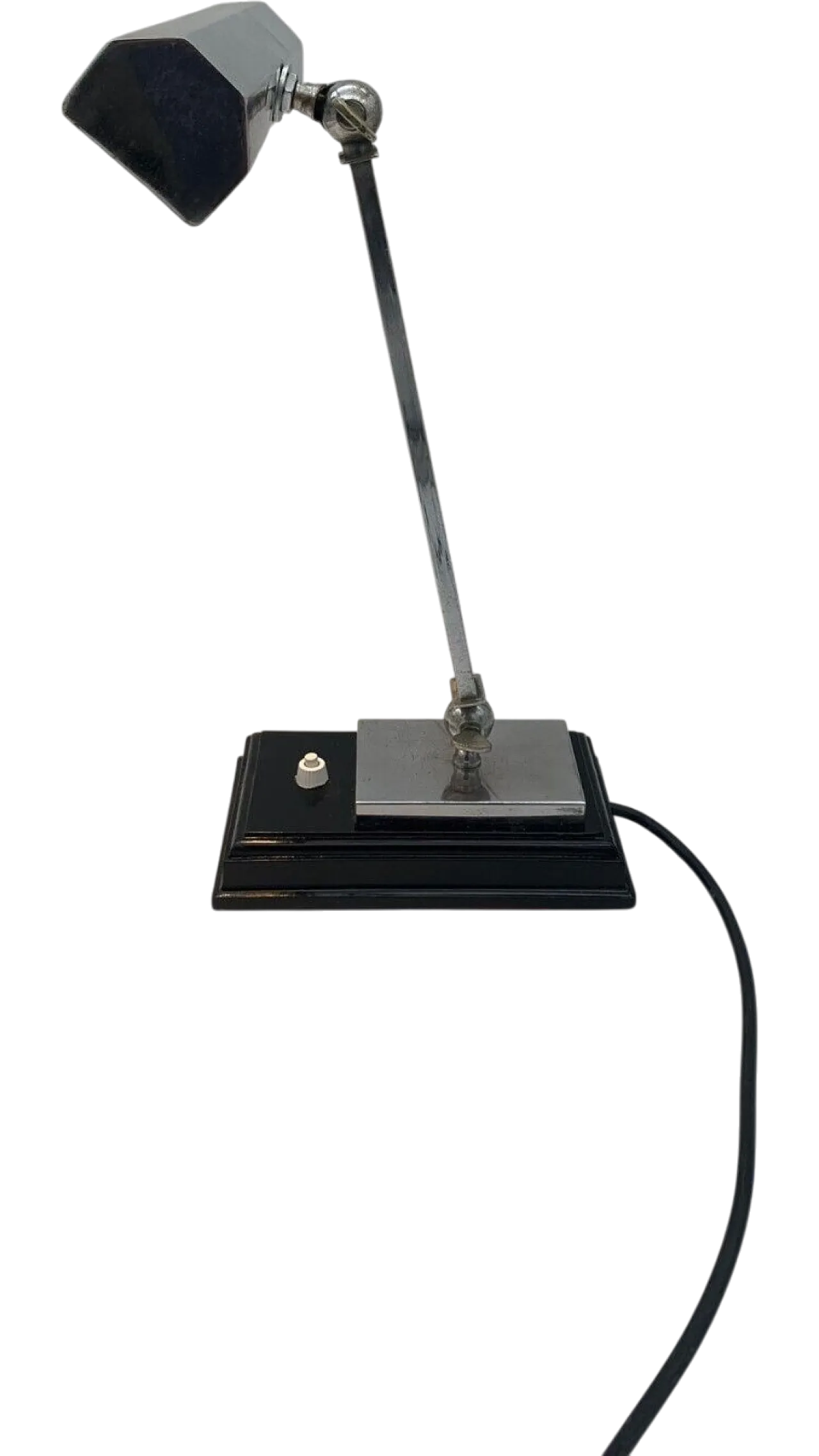 Lampada da tavolo in legno e ottone, anni '20 7