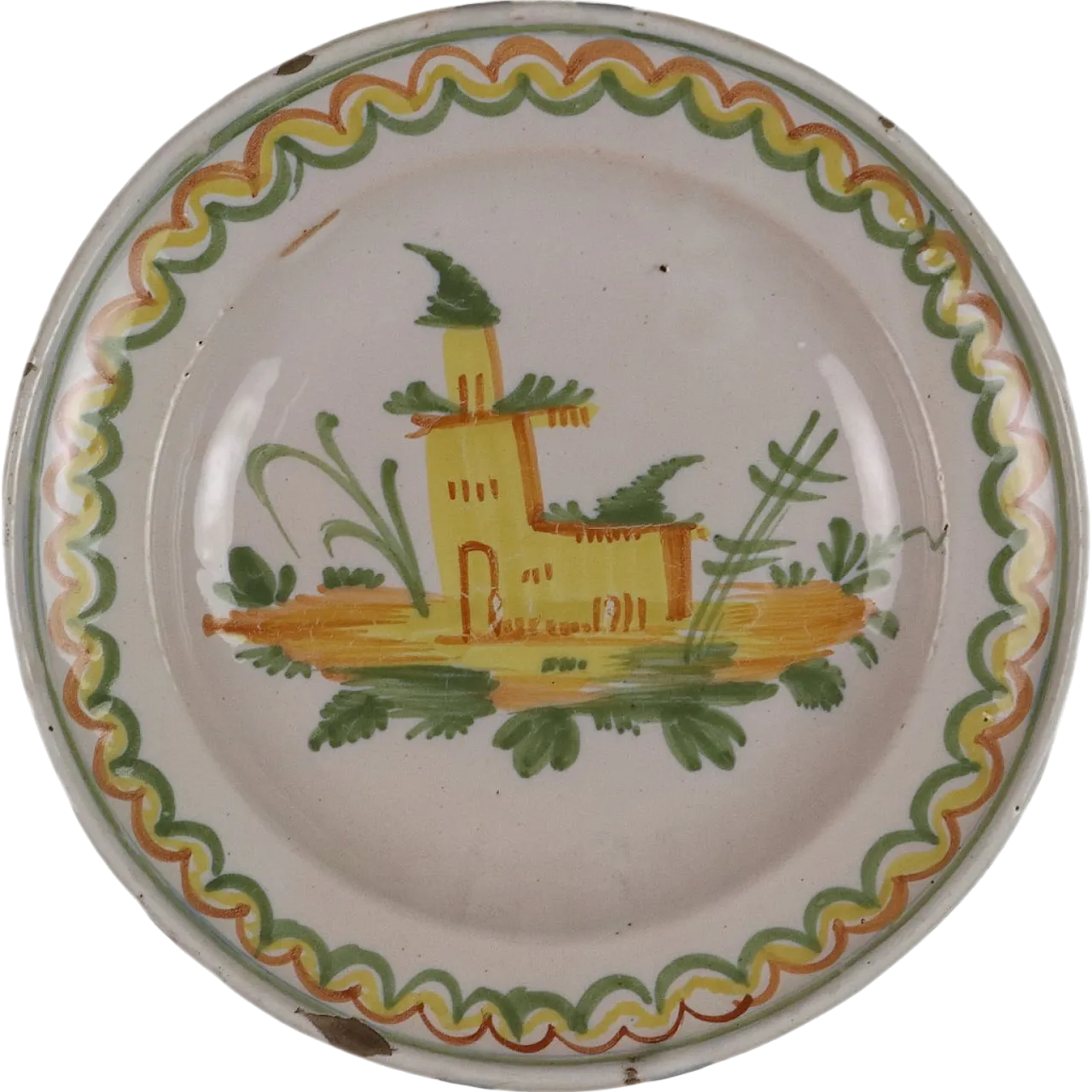 Piatto in maiolica policroma, '800 7