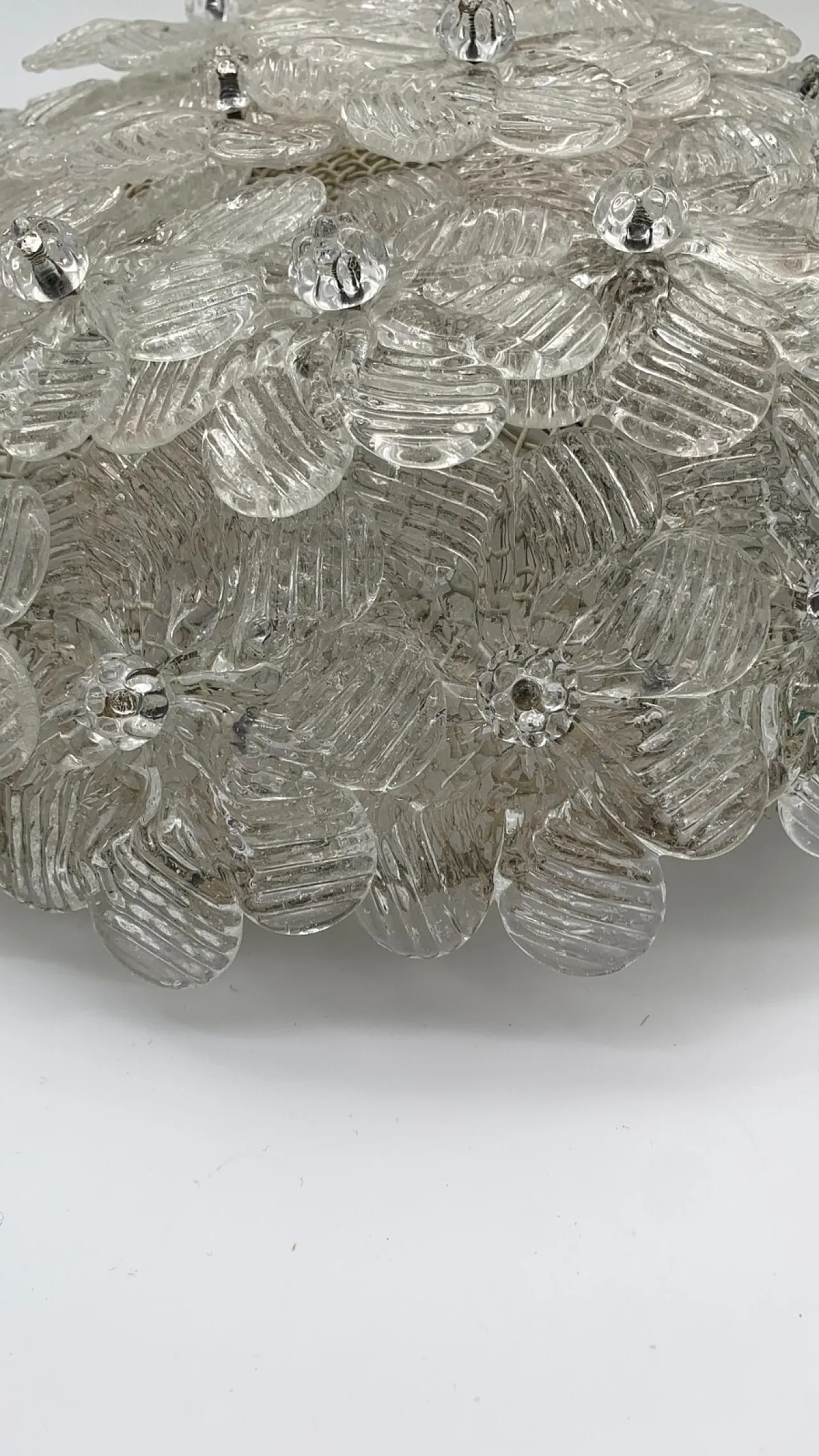 Murano floral ceiling lamp attributed to Seguso, late 20th century 4