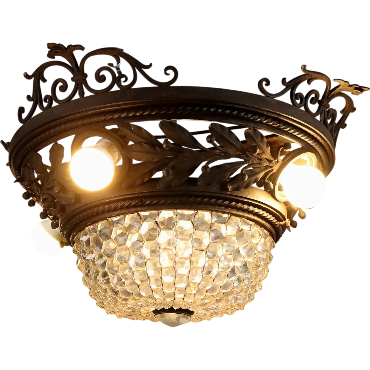 Lampadario Liberty in ferro battuto, '900 9