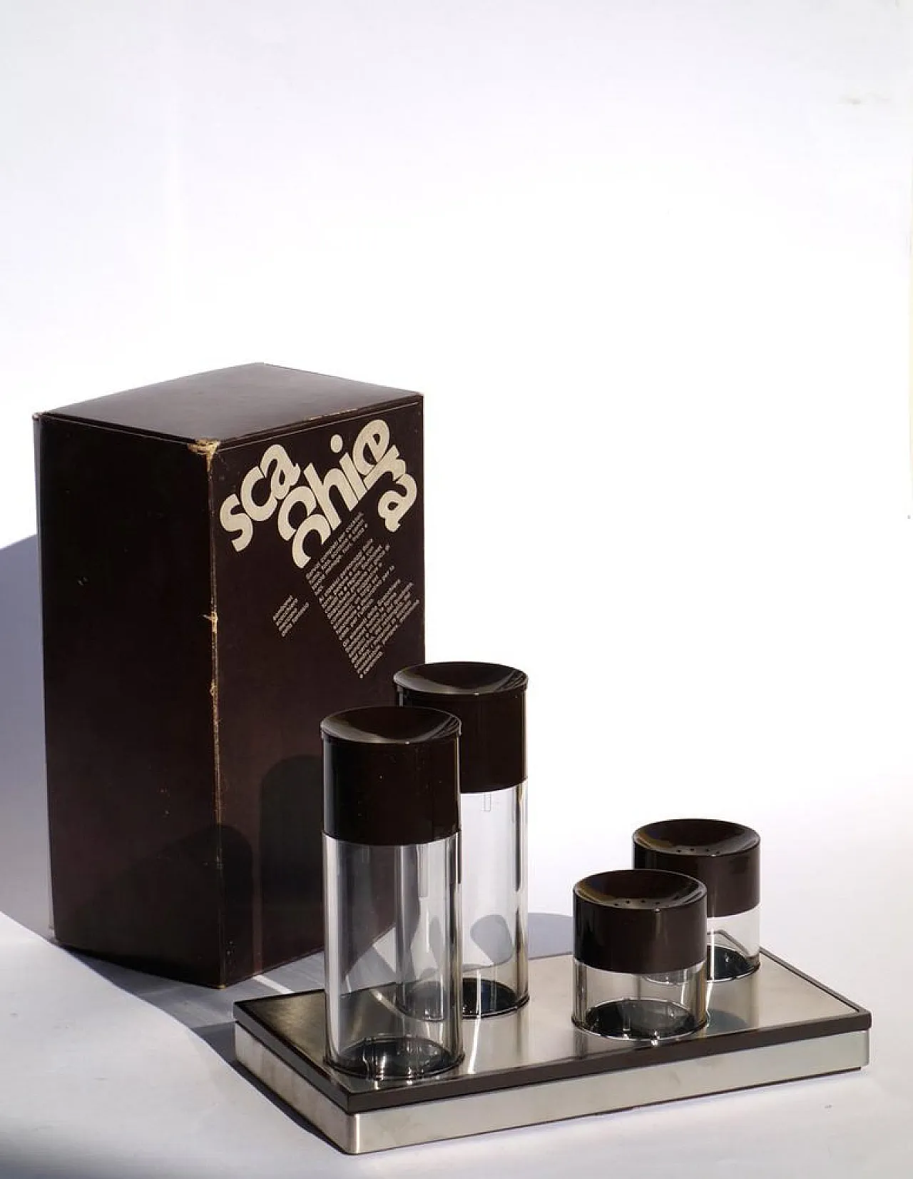 Oil, vinegar, salt and pepper chess set by Roberto Sambonet, 1970s 2