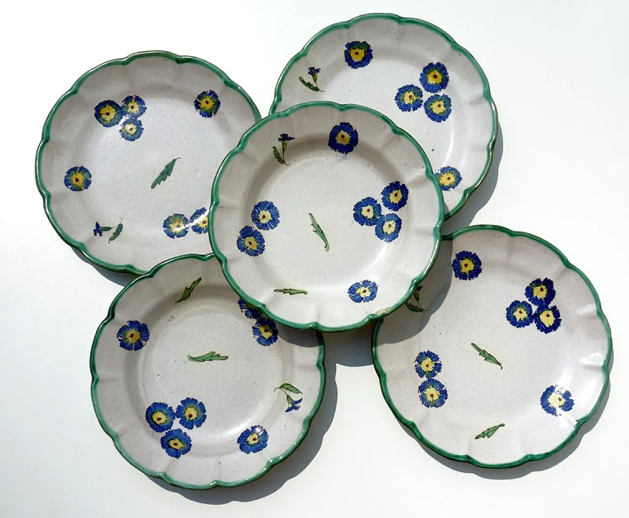 5 Piatti da fiori in ceramica di CAS Vietri, anni '60 1