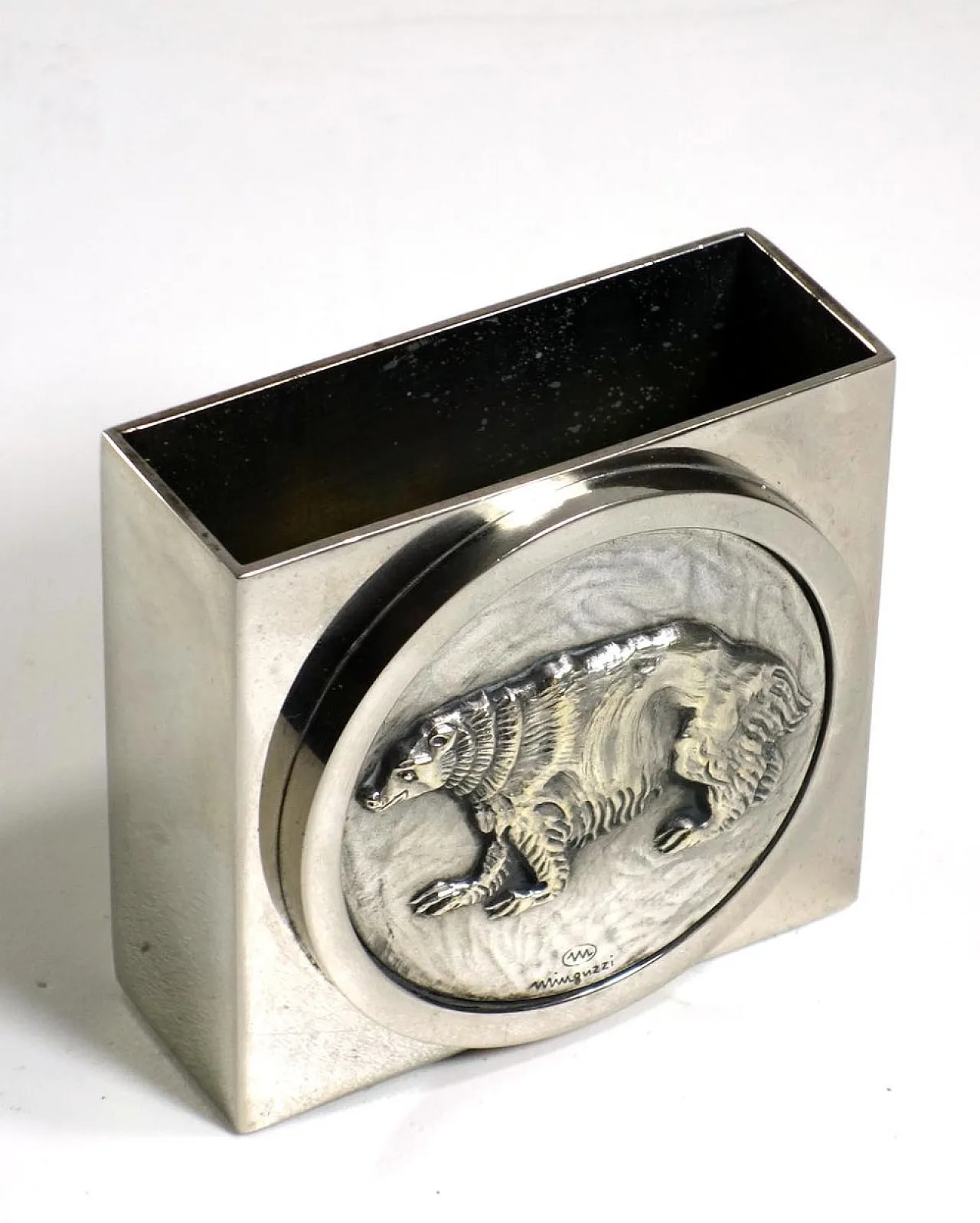 Silver metal pen holder by Luciano Minguzzi, 1970s 1