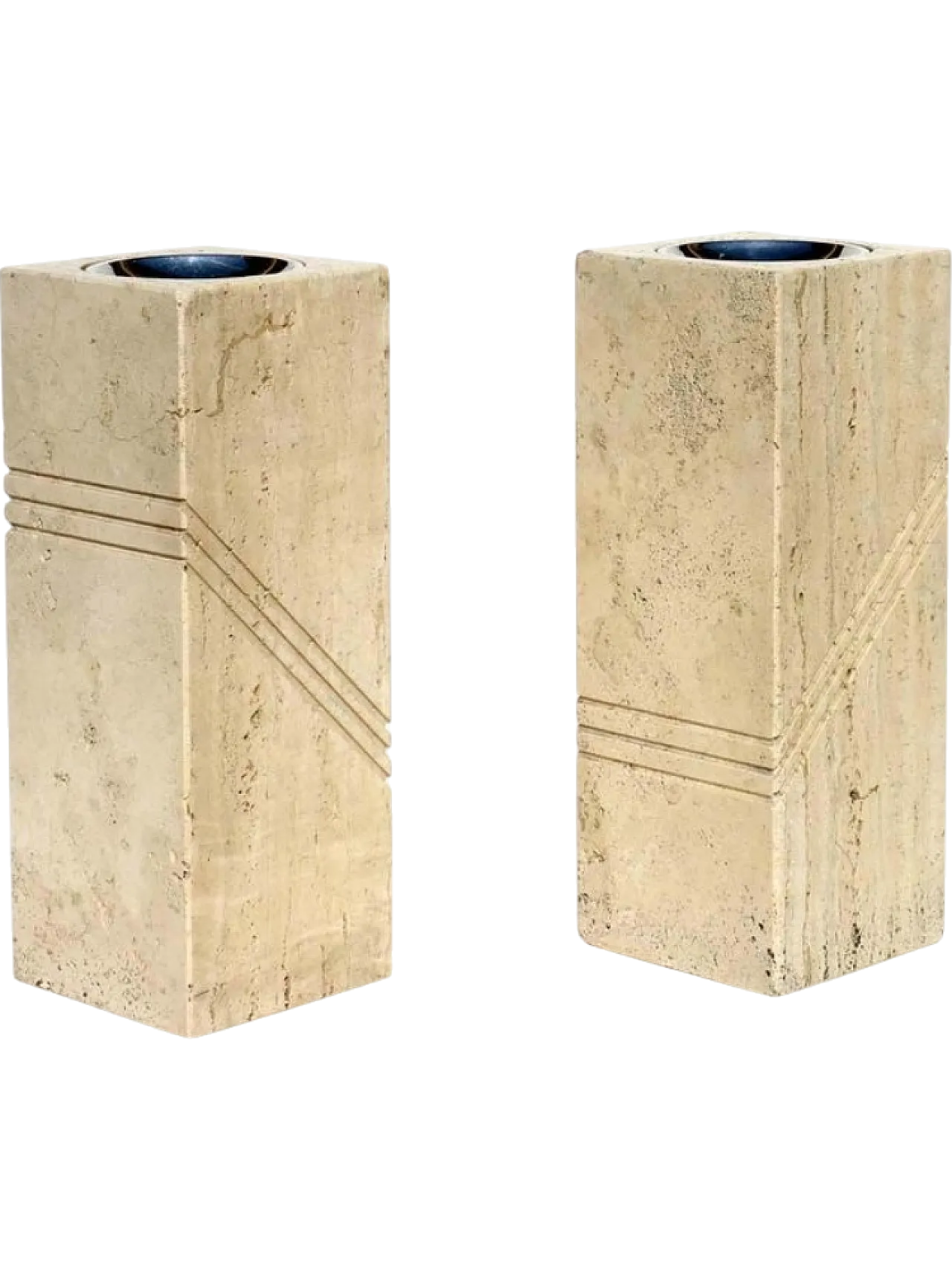 Coppia di posacenere in travertino, anni '70 10