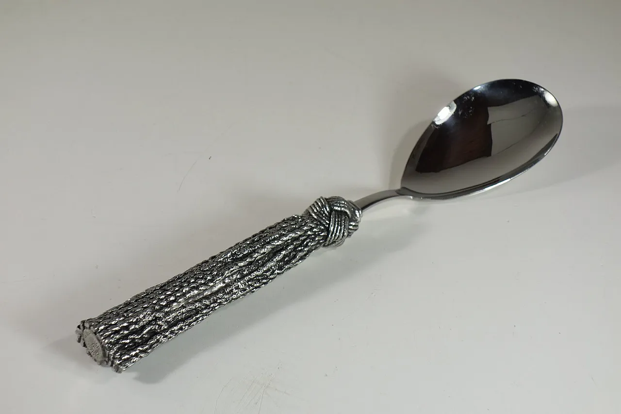 Cucchiaio da portata in metallo di Piero Figura per Atena, anni '80 1