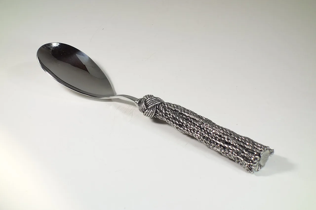 Cucchiaio da portata in metallo di Piero Figura per Atena, anni '80 4