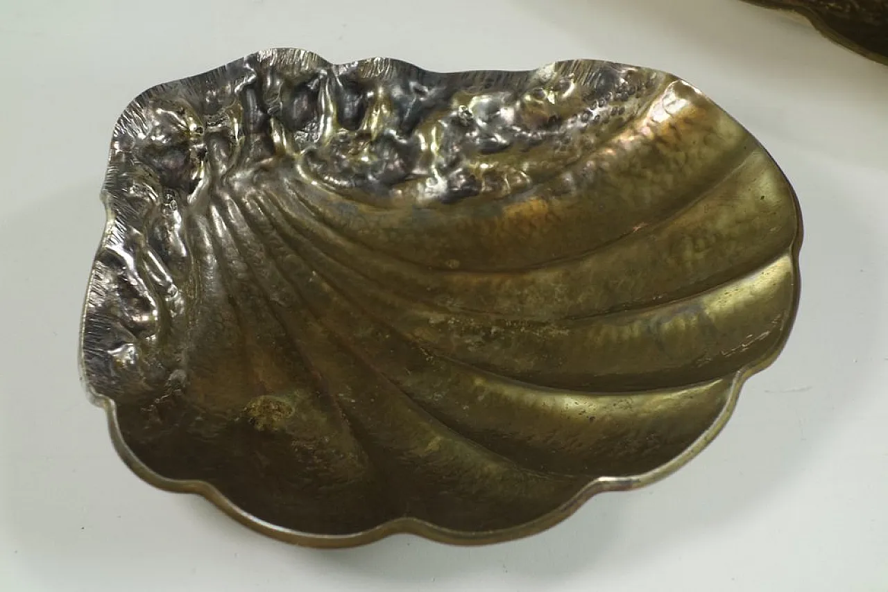 Coppia di scodelle Art Deco in ottone e metallo argentato, anni '30 5