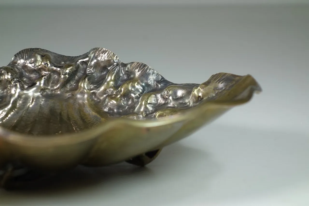 Coppia di scodelle Art Deco in ottone e metallo argentato, anni '30 8