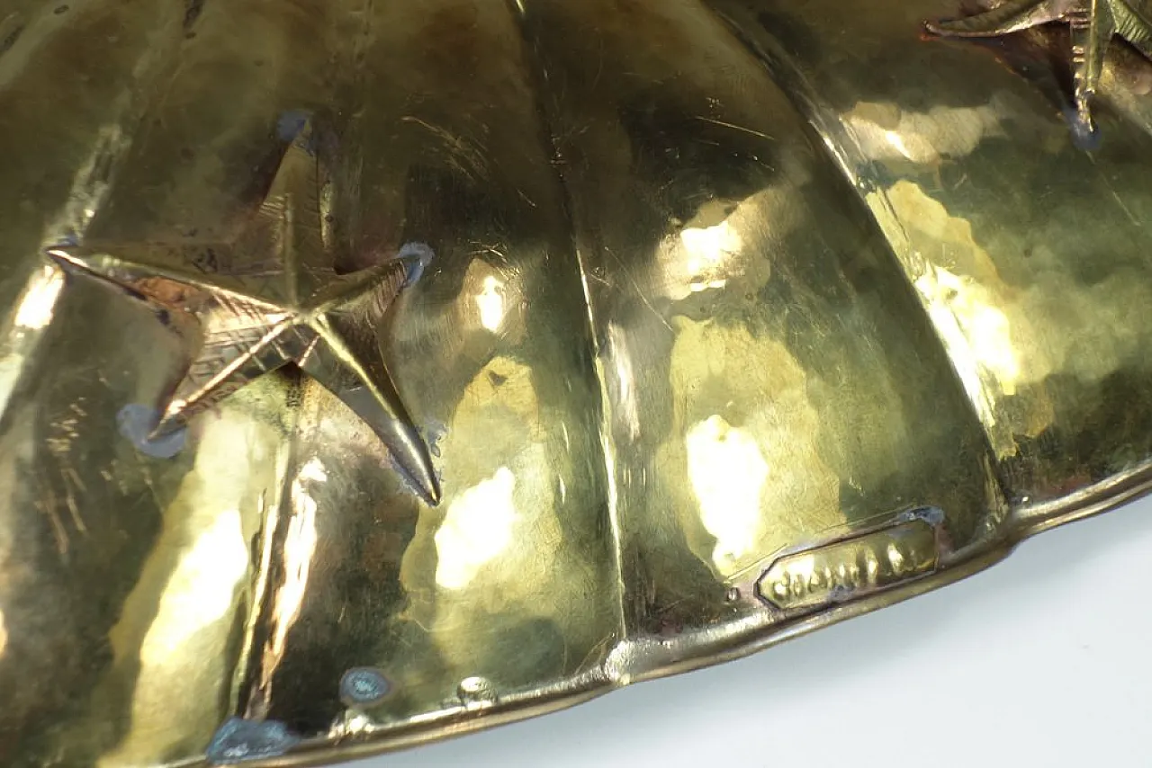 Coppia di scodelle Art Deco in ottone e metallo argentato, anni '30 9