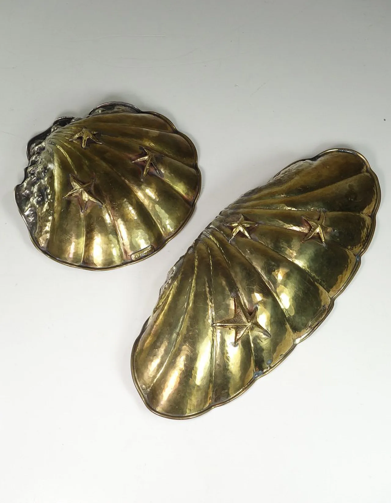 Coppia di scodelle Art Deco in ottone e metallo argentato, anni '30 12