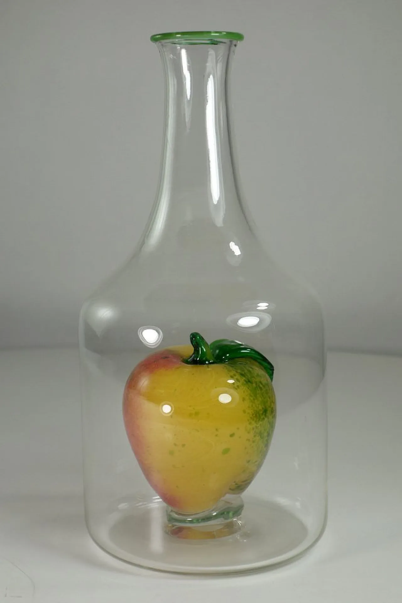 Apple Murano glass bottle vase sculpture, 1980s 1