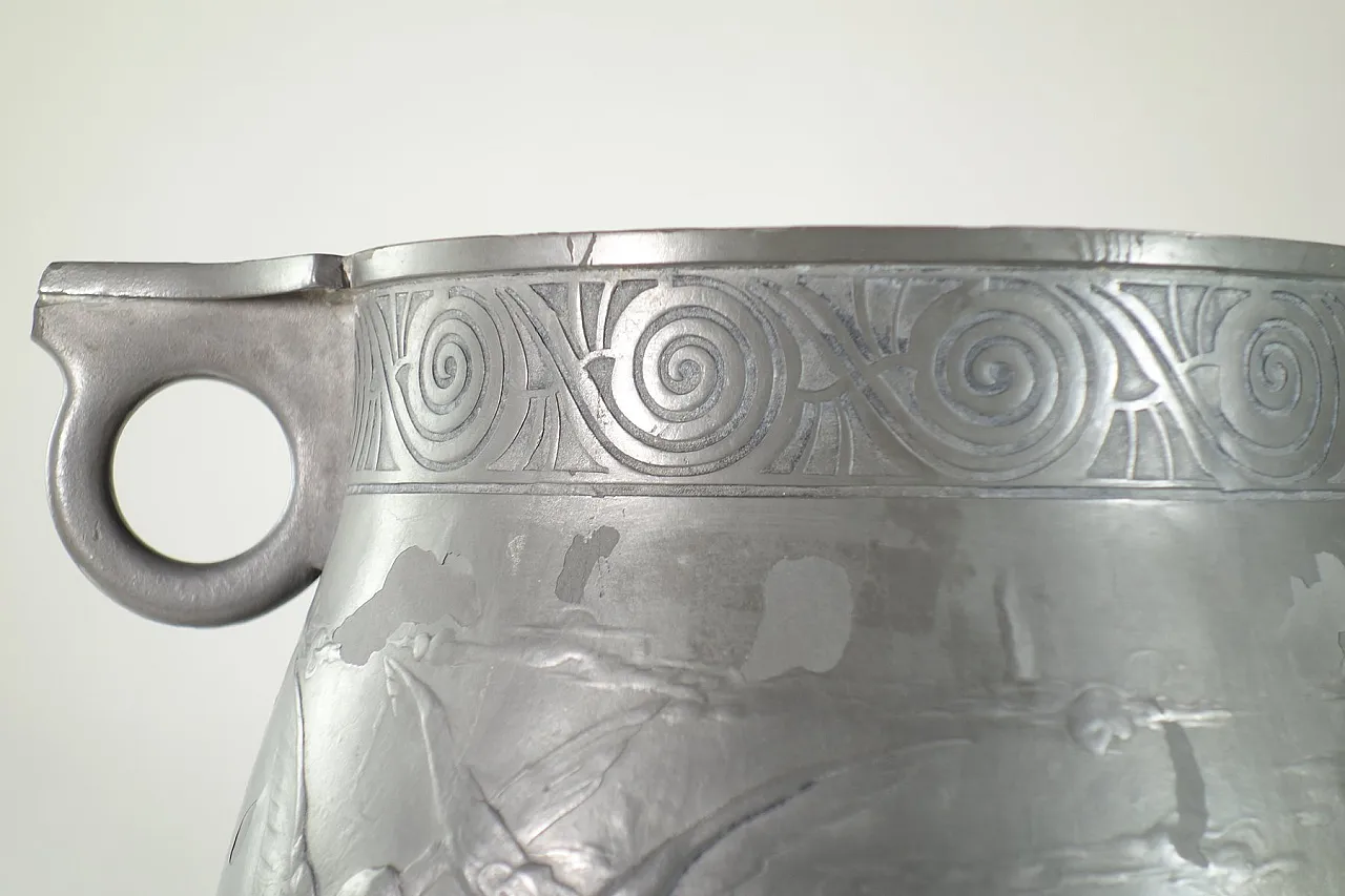 Vaso Kayser Birds in peltro Art Nouveau, inizio '900 10