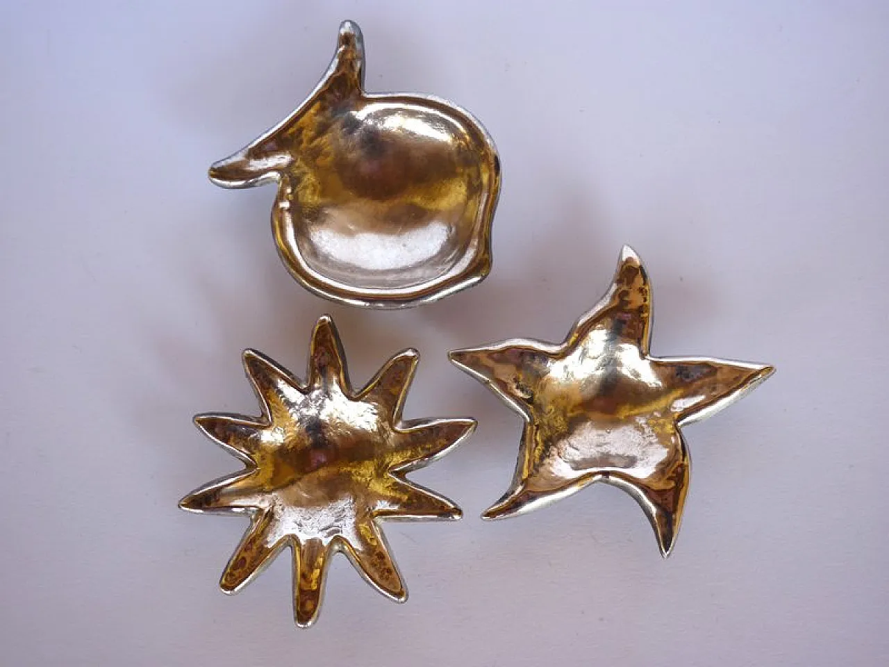 3 Posaceneri in metallo argentato di Edouard Rambaud, anni '70 2