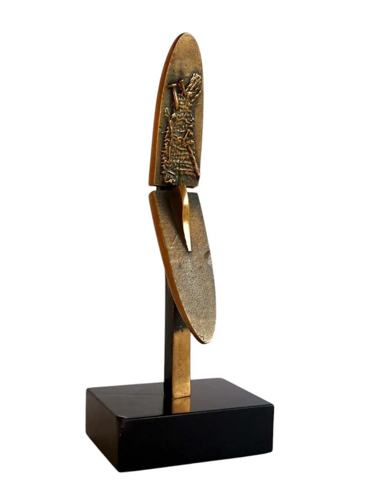 Scultura astratta in bronzo di Carlo Brera, anni '70 1