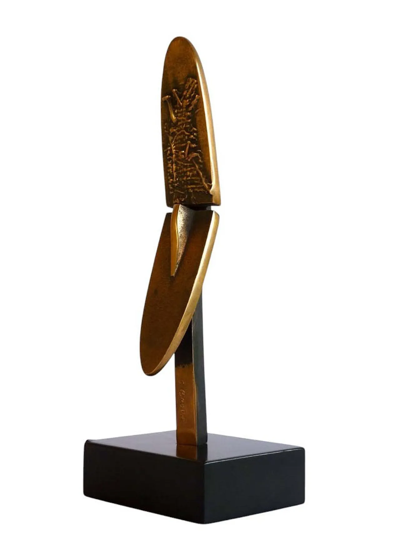 Scultura astratta in bronzo di Carlo Brera, anni '70 3